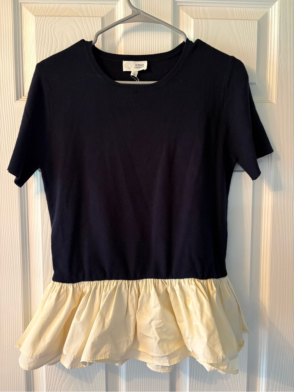 Sunday Best Navy Ribbed Knit Top
